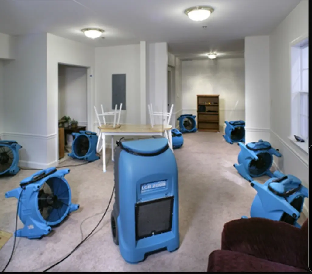 Air movers and dehumidifier setup for Water Extraction & Removal in Fountain